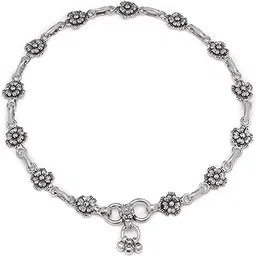 zavya 925 Sterling Silver Modest Floral Rhodium Plating Chain Anklet (Single) | Gift for Women & Girls | With Certificate of Authenticity & 925 Stamp-picture-20