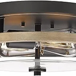 EAPUDUN FMA1443-FBDT Wooden Ceiling Light with Clear Glass Shade, 2-Light Retro Ceiling Light Fixture for Hallway Entryway Bedroom Kitchen Dining Room-picture-34