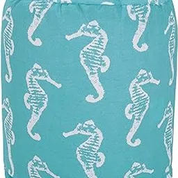 Majestic Home Goods Teal Sea Horse Indoor/Outdoor Bean Bag Ottoman Pouf 16" L x 16" W x 17" H-picture-12