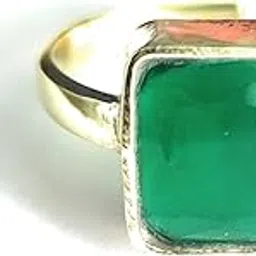 SHIVI GEMS Emerald Panna Gemstone Weight 5.25 Ratti gold Coated adjustable ring Panch Dhatu For Men and Women Brass Emerald Gold Plated Ring-picture-31