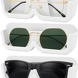 ashmen PACK of 3 Plastic Specs Holder Wall Mounted | Sunglasses Display Case with Adhesive Sticker | No-Drill Display Stand | Specs Stand Space Saving Organizer | Sunglasses Organizer Multicolor-picture-45