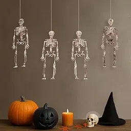 Party Propz Skeleton Set of 4 Pcs – 15cm Mini Skeletons for Craft | Halloween Decorations Skeletons | Skeleton Halloween Decoration Hanging | Large Skeleton halloweens Decoration image 1