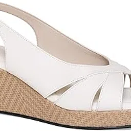 camlee comfort Mery White Slingback Wedge Sandals-picture-36