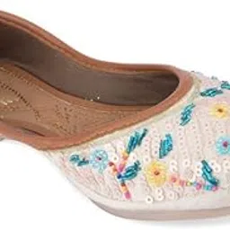 desi colour Women Ethnic Footwear Mojari/Punjabi Jutti- Heavy Handwork 4-picture-22