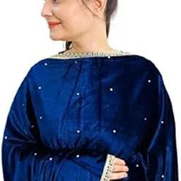 Women’s Velvet Dupatta with Gold Thread Dots & Lace Border | Elegant Indian Shawl for Kurti, Suit & Festive Dressing image 1