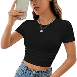 niren enterprise Apple Short Sleeve Ribbed Modal Women Crop top, Pack of 1-picture-45