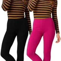 Women’s Leggings | Combo Pack of 2 | Full Length Cotton Lycra Blend | Soft Fabric | Sizes L to 3XL | Multi Colors-picture-16