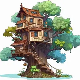 Sticker - Tree House Wall Sticker – 43x60 cm Self Adhesive Vinyl Mural – Peel & Stick Decorative Wall Art for Nursery, Bedroom, Living Room & Hall – Whimsical Treehouse | Pack of 1-picture-23