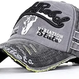 fasholic Black Rebel Denim Cotton Stylish Cap for Men Women with Brim (Fit to Head Size - Approx 54CM to 60CM)-picture-21