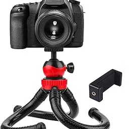 OAHU® Cell Phone Octopus 13 Inch Mini Lightweight Bendable Foldable Flexible Tripod Stand with Universal Mobile Holder Compatible for Action Camera and DSLR (Black and White)-image-93