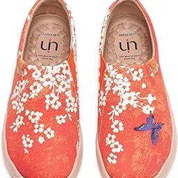 uin Women's Fashion Floral Art Sneaker Painted Canvas Slip-On Ladies Travel Shoes, Sakura, 9.5-picture-46