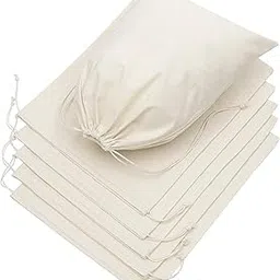 dr 100 Percent Cotton Muslin Drawstring Bags 6/12/24 Pack For Storage Pantry Gifts Shoes, Beige, 12 x 16 inch - 6 pack, Classic Rectangular-picture-30