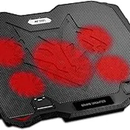Ant Esports NC190 Laptop Cooling Pad Laptop Cooler with Mobile Holder 1 * 1 125mm and 4 * 1 60mm Quite Red Fans LED Display Laptop Holder 5 Height Adjustable Angle 2USB Ports for Laptop up to 15.6”-image-97
