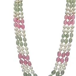 Gehna Shop, Multi Layered Semi Precious Mint Pink And Green Jade Beads Necklace-picture-11