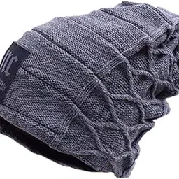 Certified Stylish Men's and Women's Woolen Inside Fur Warm Winter Soft Beanie Cap Grey-image-22