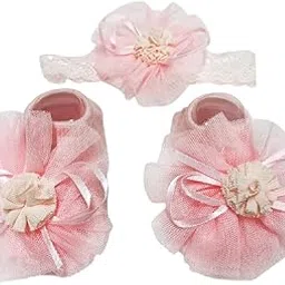 syga Baby Flower Hairband & Shoes Set Soft, Comfortable Fit for Ages 0-6 Month-old's | Ideal for Newborns & Toddlers-picture-23