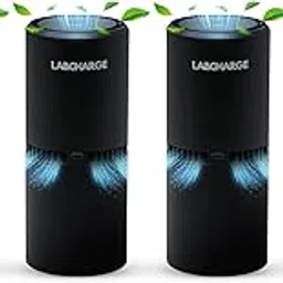 Lab Charge Small Ionic Air Purifier for Home & Bedroom – Silent HEPA Filter – Covers 250 Sq Ft - Free Cleaner for Pets, Hair, Smoke, Dust, Odors & Dander – Compact & Black Design - Pack of 4 image 1