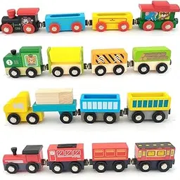 Wudly Wooden Toy Train Set for Kids | Magnetic Toy Train with Colorful Engines | Wooden Magnetic Train Set for Boys & Girls | Toy Train Without Track | Toys 3+ Year Old Boy & Girl (1 Random Set)-picture-33