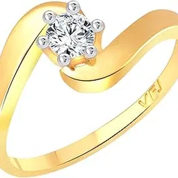 Golden Swing Solitaire CZ Gold and Rhodium Plated Alloy Finger Ring for Women and Girls - [VFJ1214FRG]-image-28