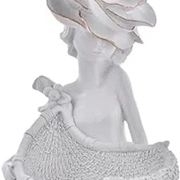 BLUZMART Decorative White Lady with Basket Statue for Home Decor Showpiece Figurine-image-23