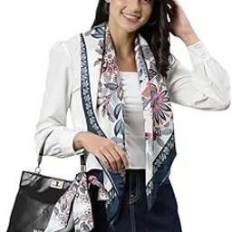 greciilooks Women's Silk Square Scarf 90x90 cm | Printed Crepe Hijab, Head Wrap, Neck Shawl, Hair Accessory & Bandana-picture-43