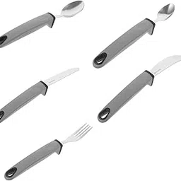ULTECHNOVO 5pcs Adaptive Stainless Steel Silverware Mobility Ergonomic Knives Forks and Spoons Comfortable Handles for Enhanced Dining-picture-10