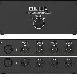 Cubilux AS-X1 1-In-4-Out Stereo XLR Audio Selector, Passive 1-Female to 4-Male Balanced XLR Source Switcher, XLR Line-in Switch Box-picture-32