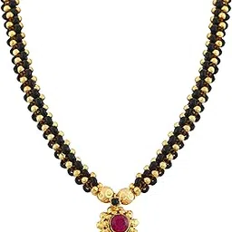 Traditional jewellery's Fancy Moti Pearl Gold Kolhapuri Marathi Maharashtrian Thushi Mangalsutra Pendant Necklace for Women Jewellery Set Latest - THUSHI-134-image-4