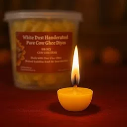 White Dust Handcrafted Pure Ghee Diyas | Wax Free Ready to Use Diya/Batti/Wicks/Jyot for Pooja, Aarti, Diwali & Festivals | 20 Min Burn | Pack of 1 (100 Pieces)-image-18