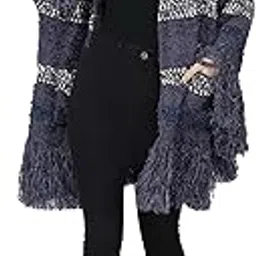 boho girl Women's Casual Poncho | Open Front Loose Drape Cardigan | Olive Green Knitted Sweater | Winter Cape for Women (M/L)-picture-28