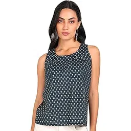 Women Sleeveless Block Printed Cotton Top-image-16