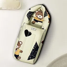 StarAndDaisy 3 in 1 Baby Sleeping Bag for New Born/Baby Carrier for New Born/Soft and Comfortable Baby Bed for 0-12 Months/Foldable & Washable Cotton Design -Teddy Print-image-16
