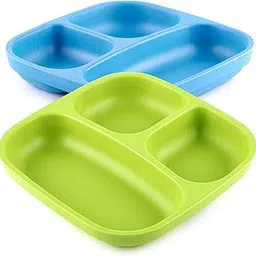Get Fresh PLA Split Children's Plate Set - 2 Pieces Melamine-Free Microwave Safe Split Children's Plates - Stackable BPA-Free Children's Tableware - Reusable Dishwasher Safe Plate for Children-image-96