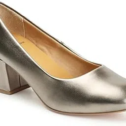 carlton london Women's Solid Round Toe Block Heel Pumps-picture-21
