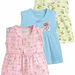 hellcat 100% Cotton Baby Frock Dress for Girls - Pack of 3, Soft & Trendy, Sleeveless (0-18M)-picture-16