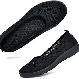 jbujbu Walking Shoes Women Slip On Sneakers Comfortable Breathable Knit Flats, Black, 8-picture-38