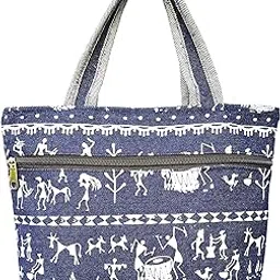 jai sharada emporium Denim Printed small size Handbag for Women and Girls 9 x 2.5 x 8 Inches (L x W x H)-picture-22
