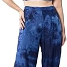 erotissch Women Poly Crepe Tropical Print Pant & Tie Knot Back Top Beachwear Co ord Set-picture-39