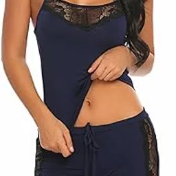ssoshhub Women's Lace, Lycra and Viscose Blend Embellished Above knee Babydoll Lingerie image 1