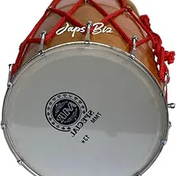 JAPS BIZ® Mango Wood Punjabi Bhangra Dhol Black Finish Handmade Traditional Folk Drum with Rope Tuning and Free Padded Carry Bag for Weddings Festivals Kirtan and Cultural Music-picture-26