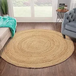 CARPETLIVE.com Round Jute Carpet Handwoven Natural Solid Jute Rug for Home, Living Room, Bedroom & Balcony Area (Lt Brown 5x5 Feet)-image-58
