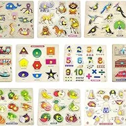 APPSTER Educational Colorful Animals, Fruits, Vegetables, Birds, Numbers, Body Parts, Shape Color, Vehicle, Monuments India & Sea Animals Wooden Puzzle Toy Kids Learning Toys Board Game (Pack of 10)-image-33