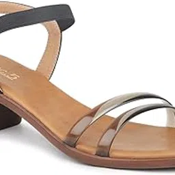 Women Black Transparent Solid Block Heels Sandal-image-61