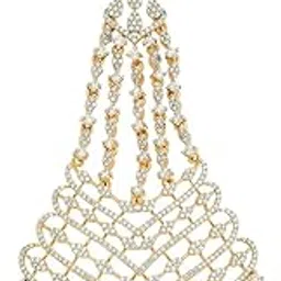 kushal's Fashion Jewellery White Rodium Gold Plated Ethnic Zircon Hair Brooch - 424847-picture-32