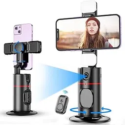 KOSCHEAL Auto Face Tracking Tripod, 360° Rotation with Stand,No App,Body Phone Tracking Tripod with Two Selfie Light,Gesture Control Smart Shooting Camera Mount for Live Vlog Streaming Video Tiktok-image-8