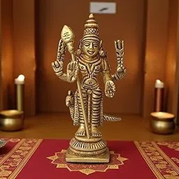 Yaa Catchy Lord Murugan Idol Brass Mini | Handcrafted Murugan Statue | Karthikeyan Idol | Mini Murugan Silai Brass 8 CM Height Home & Office Pooja Brass Gold Colour (Pack of 1)-picture-18