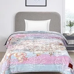 Petals Dreams Blanket Single Bed for Moderate Winter, 750 GSM, Cloudy Mink Blanket (160x220 cm) (Blue & Pink)-picture-29