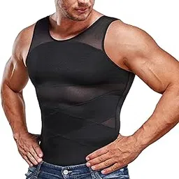 s symefer Men Compression Shirt for Body Shaper Slimming Undershirt Tank top for gynomastica Sleeveless Shapewear Vest Men-picture-14