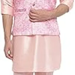 aj dezines Men's Raw Silk Kurta Pyjama with Embroidered Waistcoat-picture-12