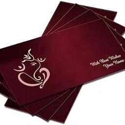 Brown Cloud Customised Exclusive Designer Satin Maroon Shagun/Money/Gift Envelope/Cover/Lifafa for Gift/Festival with Personalized Text Message/Name/Photo (Pack of 10) image 1